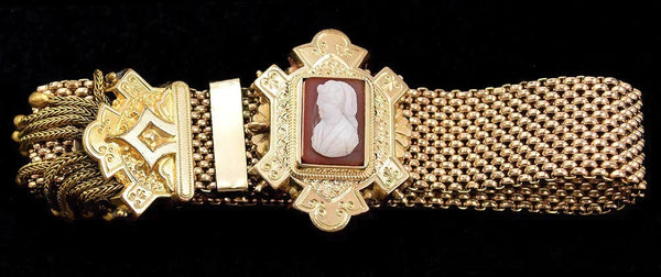 2 Breathtaking American Victorian Gold Plated Hand Engraved Adjustable Bracelets