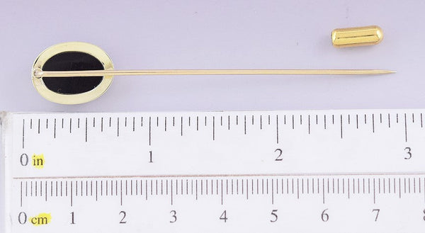 c1900-1925 Charming 14k Gold & Carved Hardstone Cameo Stickpin H. W. Wheeler