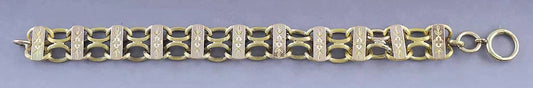 c1870s Charming Victorian 14k 2 Tone Rose & Yellow Gold Chain Bracelet
