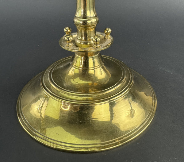 Huge Pair Brass 1800s Sabbath Candelabras 7 Lite