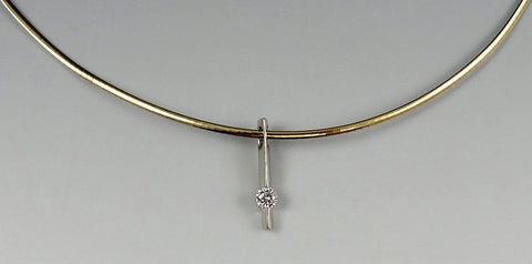 Italian Platinum 14K Gold & Modern VVS Diamond Choker Style Necklace w/ Pendant