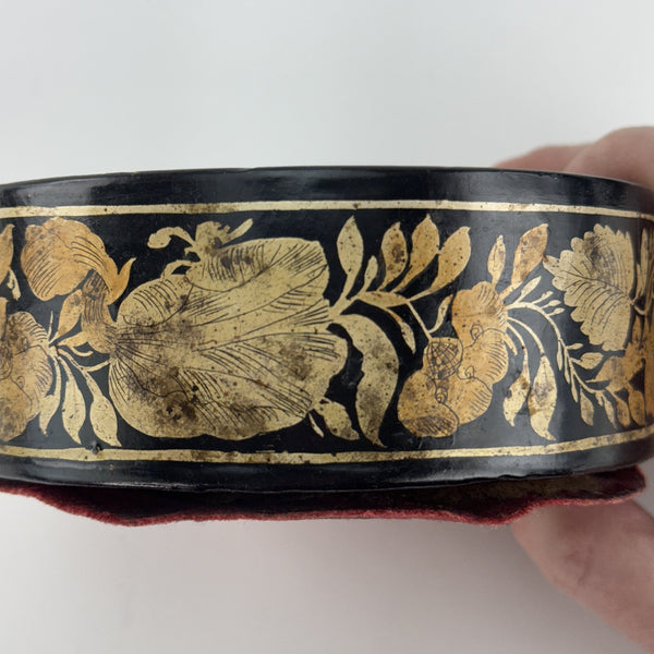 Rare Pair c1810-1825 English Regency Papier Mache Gold Wine Bottle Coasters