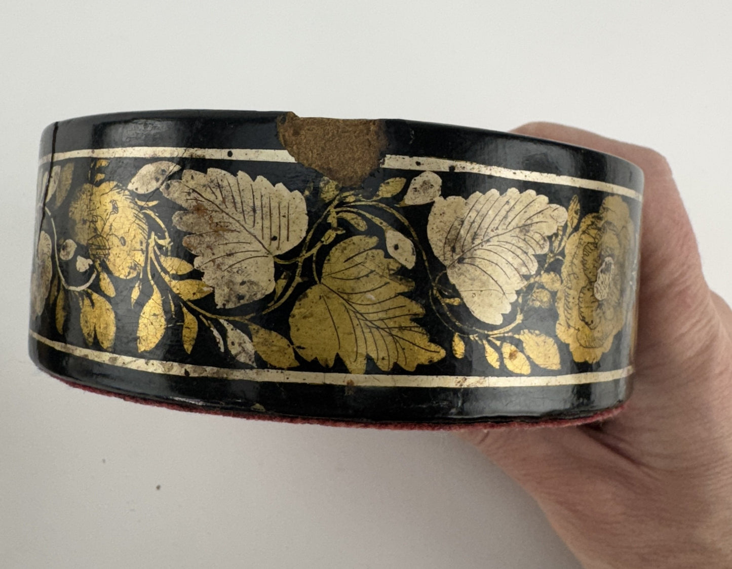 Rare Pair c1810-1825 English Regency Papier Mache Gold Wine Bottle Coasters