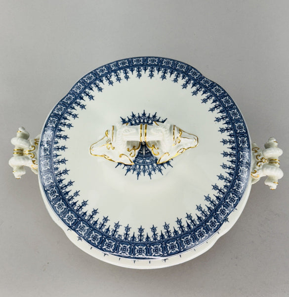 Fancy Royal Worcester Covered Serving Bowl With Ram's Heads 1890