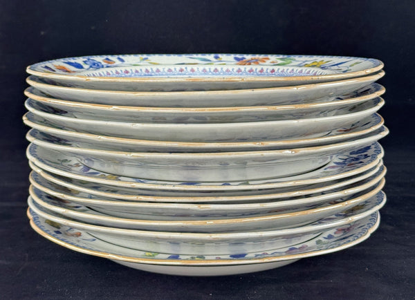 Rare Set 10 c1815 English Georgian Davenport Flying Bird 9.5" Luncheon Plates