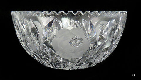 Late ABP American Brilliant Period Flower Cut Glass Serving Bowl