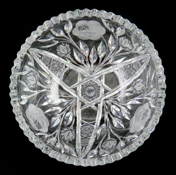 Late ABP American Brilliant Period Flower Cut Glass Serving Bowl