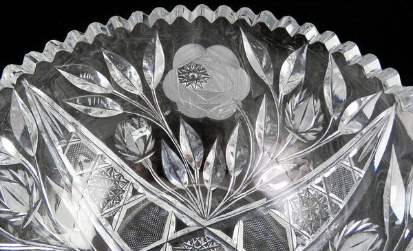 Late ABP American Brilliant Period Flower Cut Glass Serving Bowl