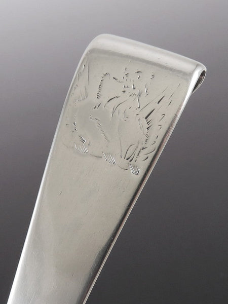 Irish 1766 Georigan Sterling Silver w/Griffin Dragon Serving Spoon 11 inches