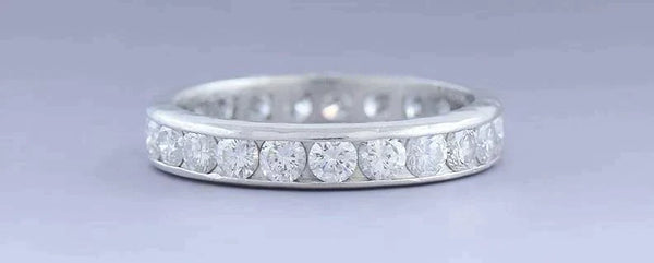 Dazzling VTG Platinum & ~1.5ct Diamond Eternity Band Ring sz 5 3/4