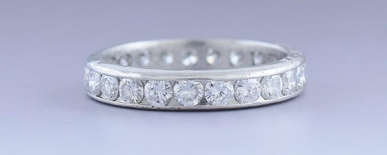 Dazzling VTG Platinum & ~1.5ct Diamond Eternity Band Ring sz 5 3/4
