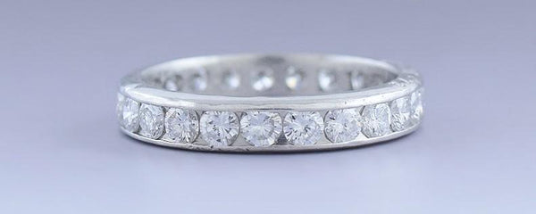 Dazzling VTG Platinum & ~1.5ct Diamond Eternity Band Ring sz 5 3/4