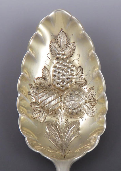 Antique 1793 Georgian English Sterling Silver Gold Fruit Bowl Serving Spoon