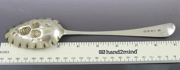 Antique 1793 Georgian English Sterling Silver Gold Fruit Bowl Serving Spoon