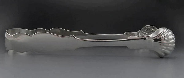 Beautifully Bright Antique American Coin Silver Sugar / Ice Tongs Monogrammed GK