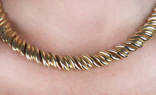 High End Italian 14K Yellow Gold Choker Style Necklace 16 1/2"- 44.4 grams