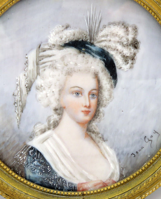 Ornate Mid/Late 1800s French Hand-Painted Portrait Gilt Brass Frame