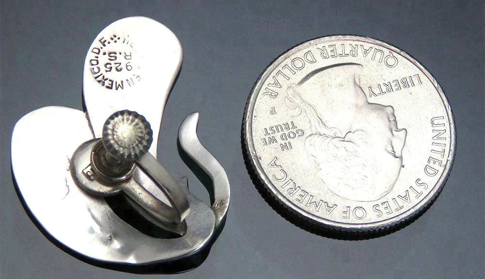 Lovely Pair VTG Mexican Sterling Silver Abalone Earrings