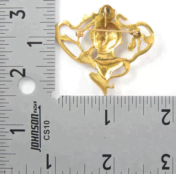 Elegant 14k Gold Art Nouveau Style Woman Pin / Brooch