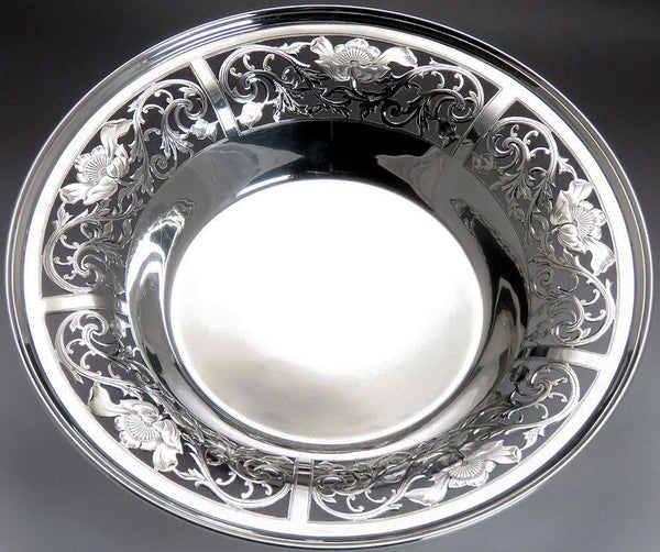 Fine Birks Sterling Silver Openwork Rim Tazza Footed Bowl Compote