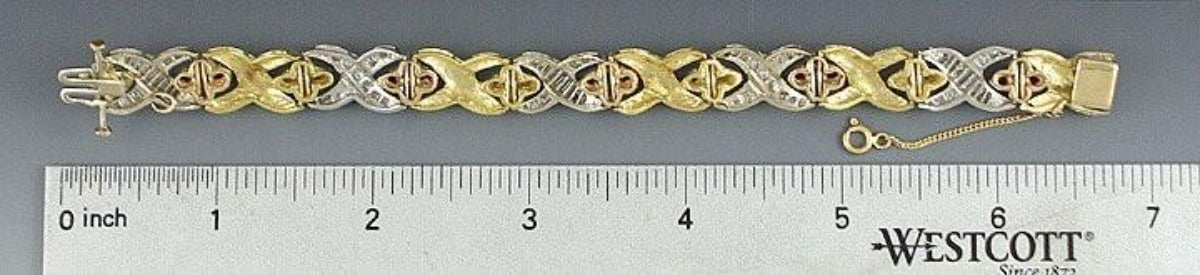 Fabulous Heavy 18k Gold Ruby & ~1.5ct Diamond Bracelet
