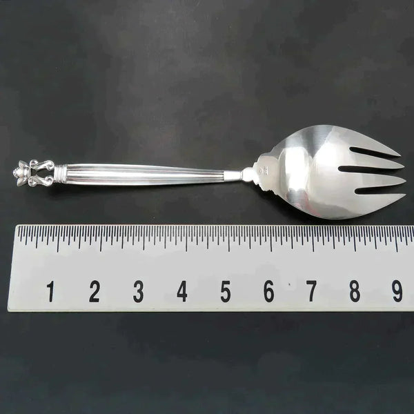 Rare Georg Jensen Old Production Sterling Silver Acorn Serving Fork