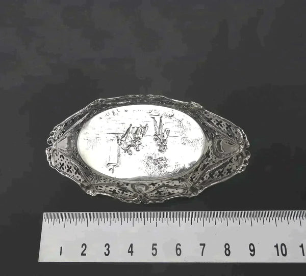 Elegant c1900 German 800 Silver Pierced Openwork Basket / Dish