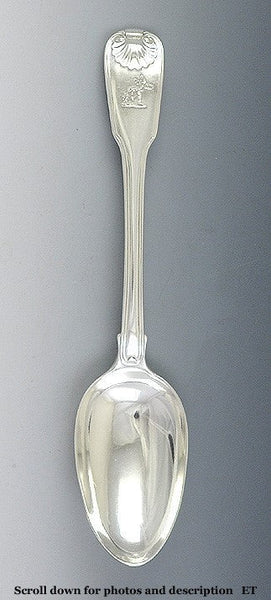 Antique 1815 Georgian English Sterling Silver Fiddle Shell Serving Spoon