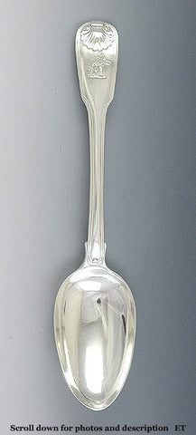 Antique 1815 Georgian English Sterling Silver Fiddle Shell Serving Spoon