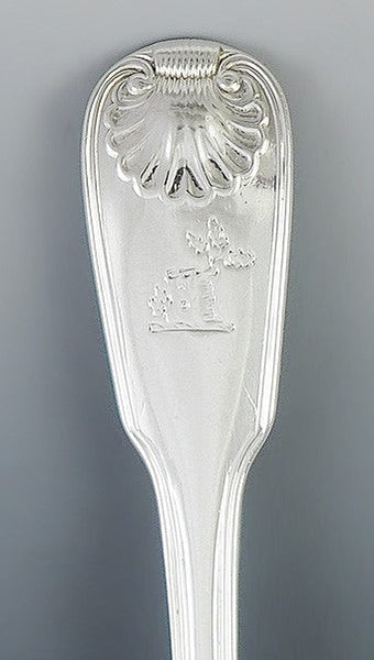 Antique 1815 Georgian English Sterling Silver Fiddle Shell Serving Spoon