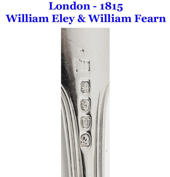Antique 1815 Georgian English Sterling Silver Fiddle Shell Serving Spoon