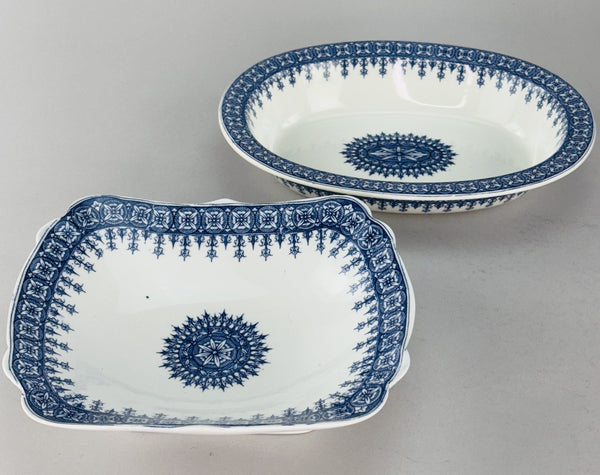 Antique 2 Royal Worcester Blue and White Serving Bowls from 1890