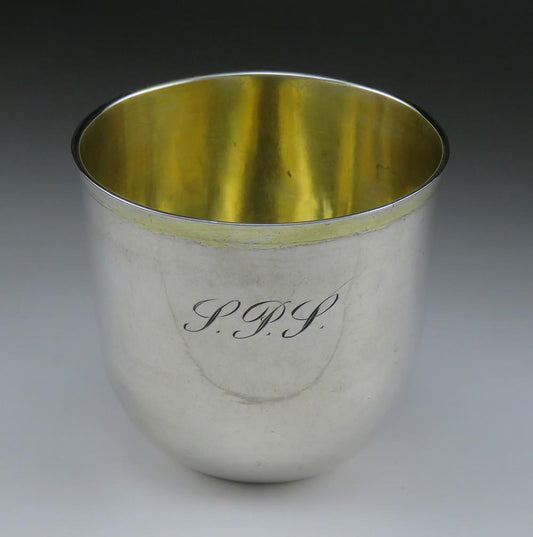 Superb Rare Pair c1760s German Silver Faustbecher Palm Cups Tumblers Dresden