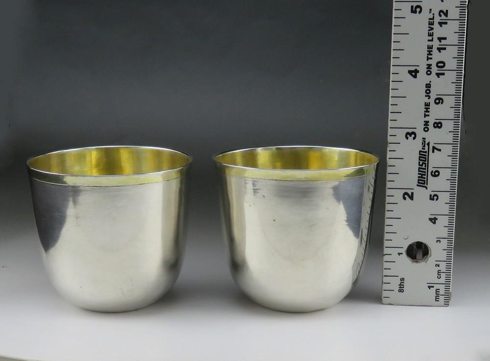 Superb Rare Pair c1760s German Silver Faustbecher Palm Cups Tumblers Dresden
