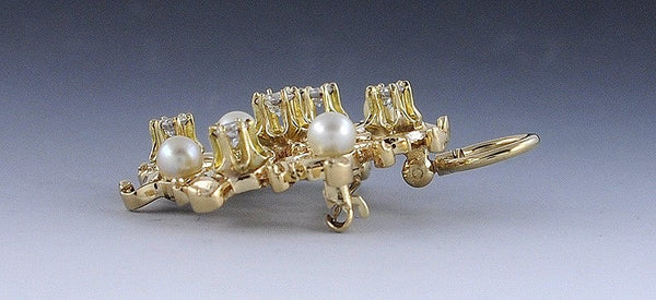 Lovely C1920s 14k Gold Diamond Pearl Brooch Pin Pendant