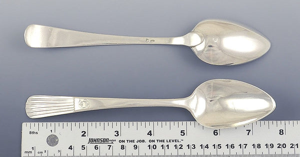 6 Antique c1900 Portuguese Silver Table Soup Serving Spoons 7 1/2"