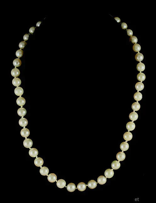 Lovely 14k White Gold Clasp Pearl Strand Necklace Modern