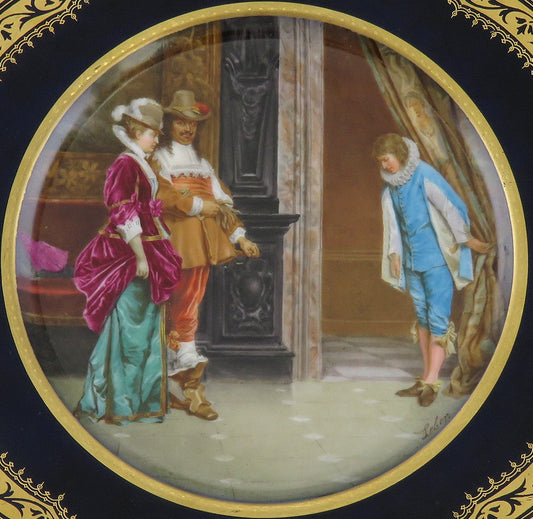Pristine ANTQ Paris France Hand Painted Sevres Style Cabinet Plate Signed Leber
