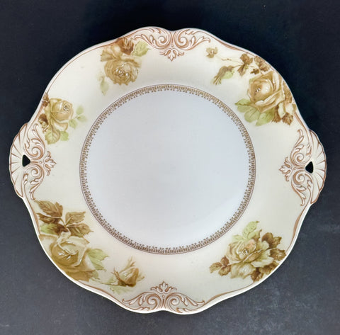 Antique H. Ohme Silesia Old Ivory 84 Shell Handle Round Serving Platter Plate