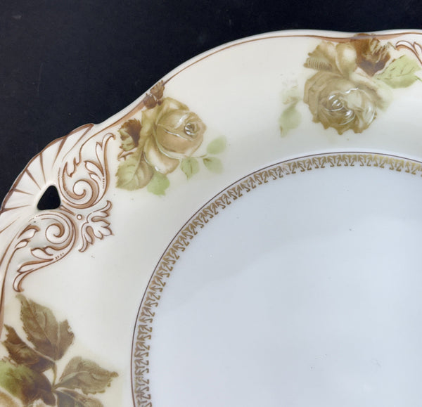 Antique H. Ohme Silesia Old Ivory 84 Shell Handle Round Serving Platter Plate