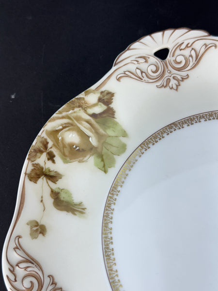 Antique H. Ohme Silesia Old Ivory 84 Shell Handle Round Serving Platter Plate