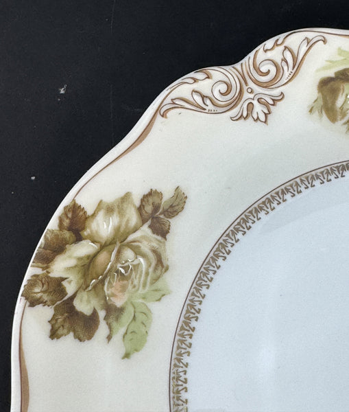 Antique H. Ohme Silesia Old Ivory 84 Shell Handle Round Serving Platter Plate