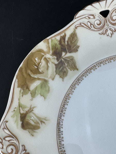 Antique H. Ohme Silesia Old Ivory 84 Shell Handle Round Serving Platter Plate