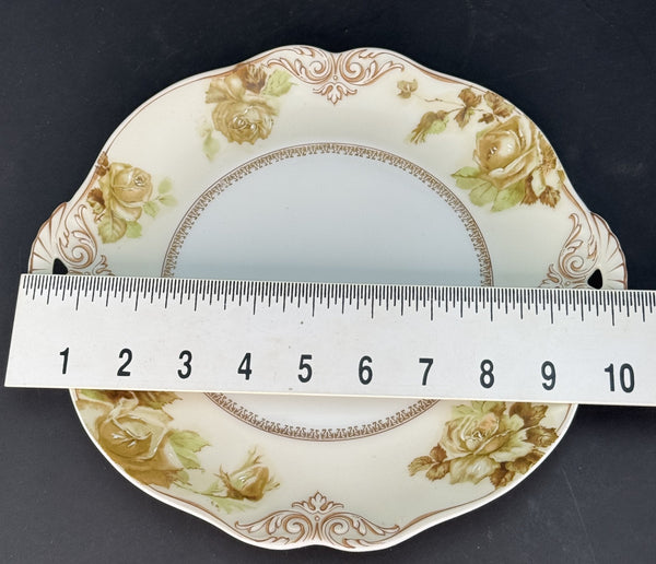 Antique H. Ohme Silesia Old Ivory 84 Shell Handle Round Serving Platter Plate