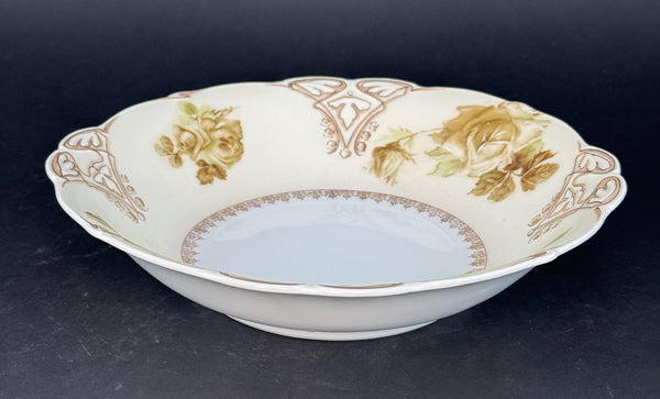 Antique Ohme Silesia Poland Old Ivory Porcelain 16 Round Serving Bowl 9.5"