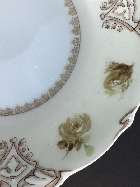 Antique Ohme Silesia Poland Old Ivory Porcelain 16 Round Serving Bowl 9.5"