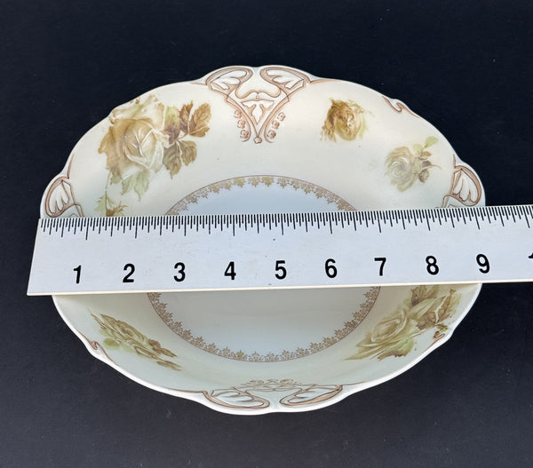 Antique Ohme Silesia Poland Old Ivory Porcelain 16 Round Serving Bowl 9.5"