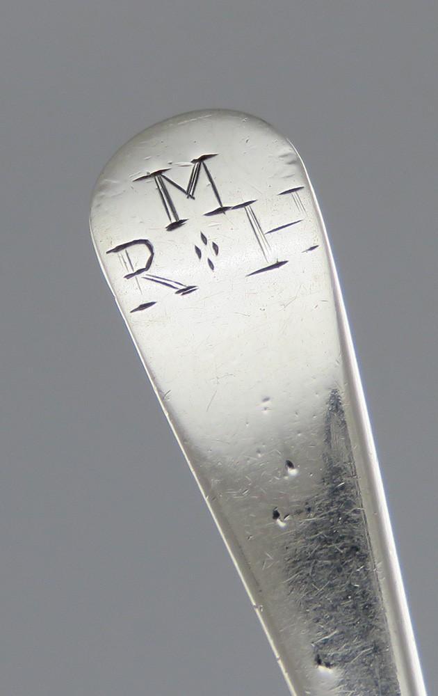 Fine Pair c1740-1765 American Colonial Coin Silver Teaspoons Coffee Spoons