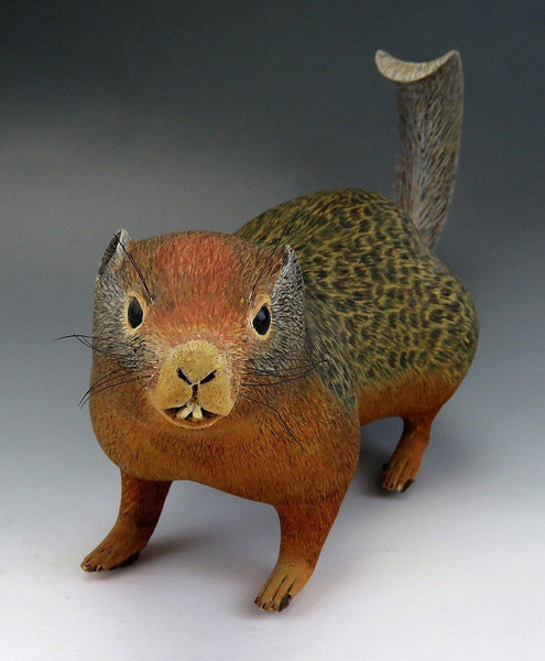 Realistic Hand Made Naturalist Ground Squirrel Museum Quality Wood Figure