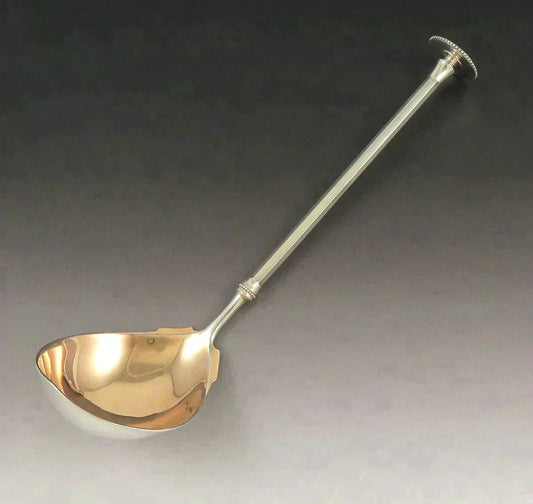 1860s Antique American Aesthetic Movement Coin Silver Seal Top Gravy/Sauce Ladle